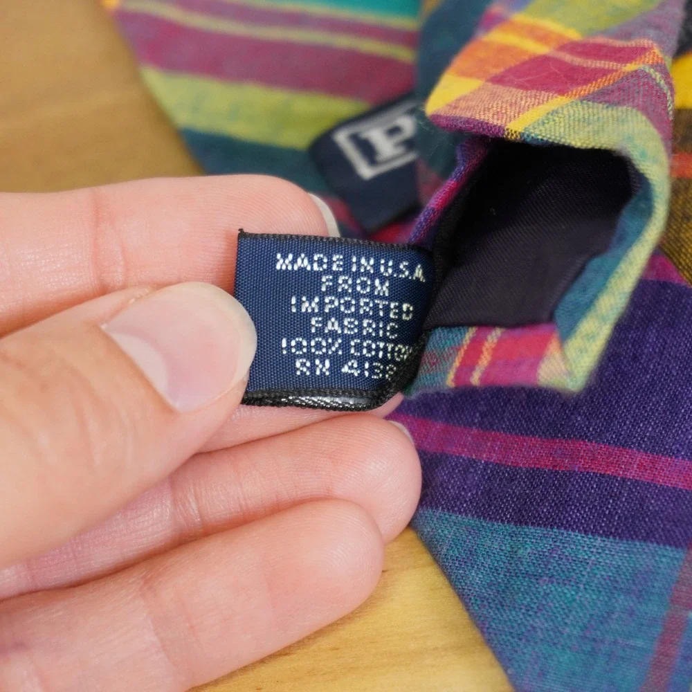 Polo Ralph Lauren Necktie Kids Multi-Color Plaid Cotton Preppy Handmade USA
